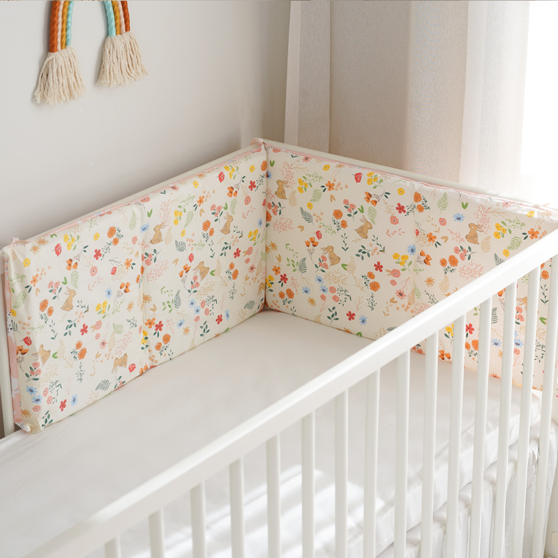 Baby Crib Around Cot Padding 6 Pieces 100% Cotton Set Soft Protective Cushions