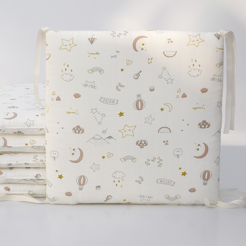 Baby Crib Around Cot Padding 6 Pieces 100% Cotton Set Soft Protective Cushions