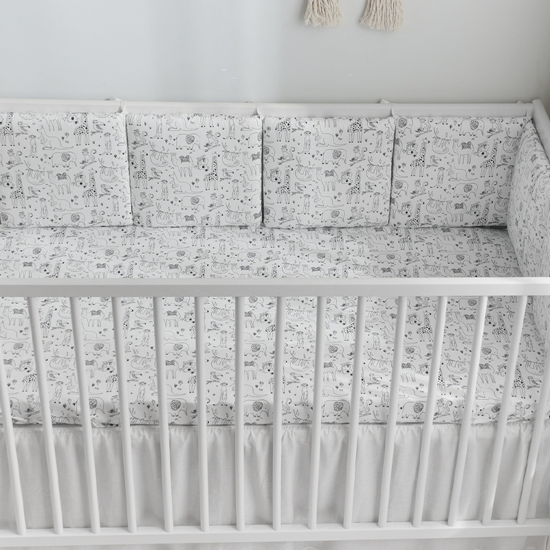 Baby Crib Around Cot Padding 6 Pieces 100% Cotton Set Soft Protective Cushions