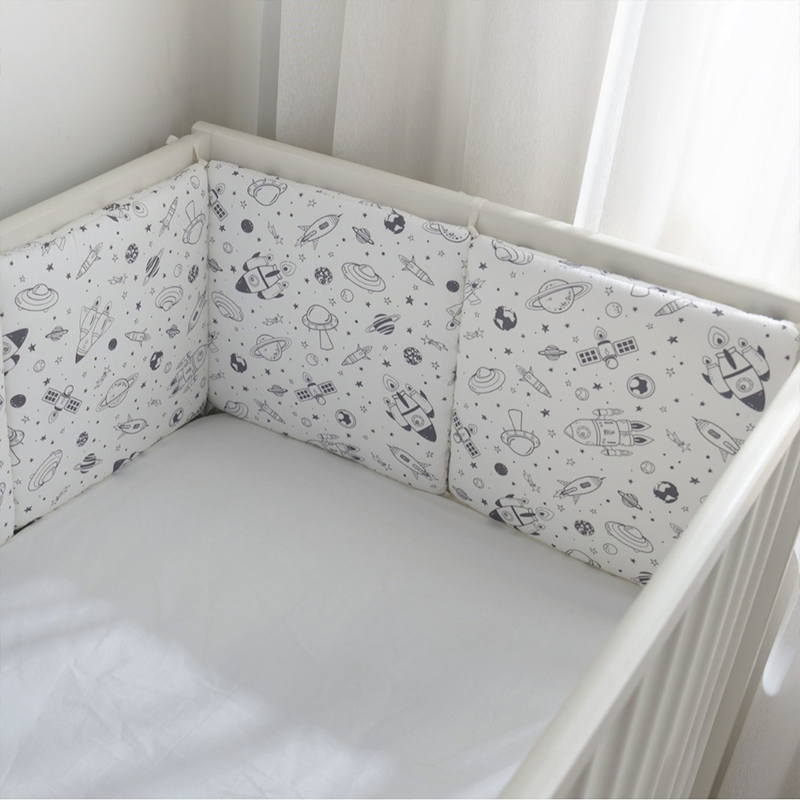 Baby Crib Around Cot Padding 6 Pieces 100% Cotton Set Soft Protective Cushions