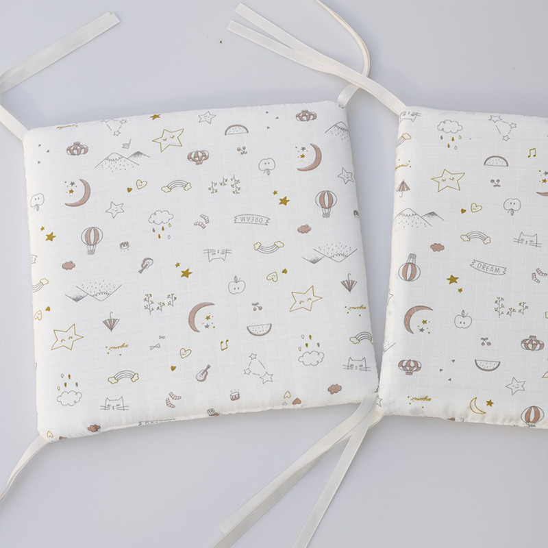 Baby Crib Around Cot Padding 6 Pieces 100% Cotton Set Soft Protective Cushions