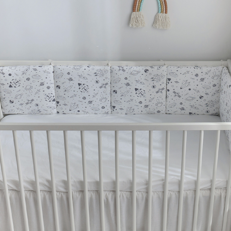 Baby Crib Around Cot Padding 6 Pieces 100% Cotton Set Soft Protective Cushions
