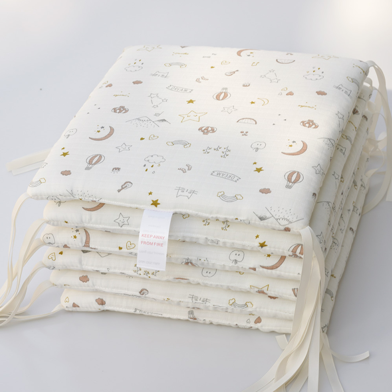 Baby Crib Around Cot Padding 6 Pieces 100% Cotton Set Soft Protective Cushions