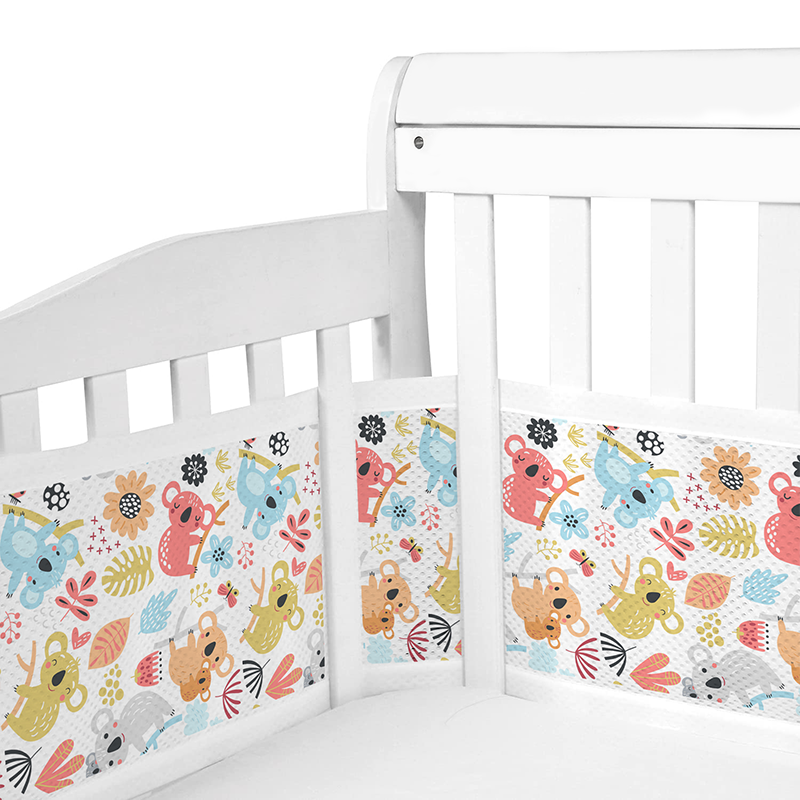 2 Pieces Set of Breathable Mesh Crib Liner for Baby Crib