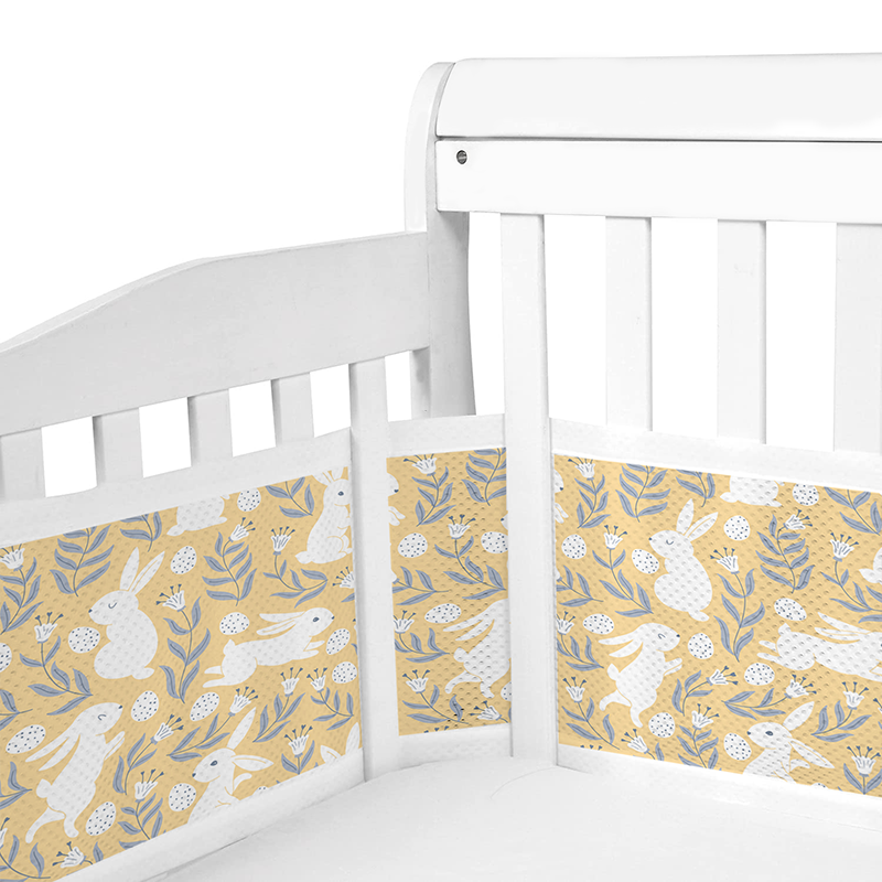2 Pieces Set of Breathable Mesh Crib Liner for Baby Crib