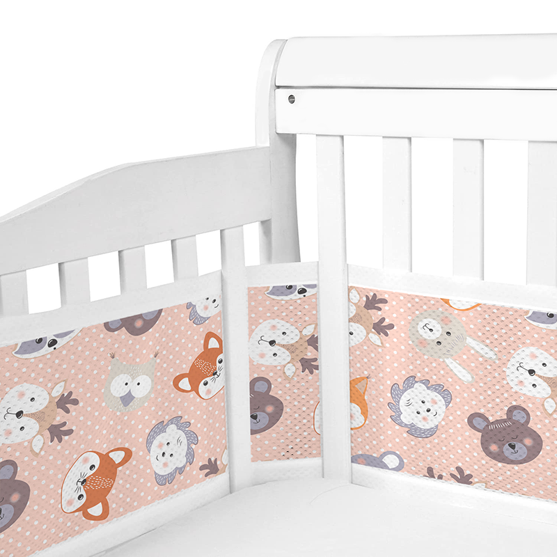 2 Pieces Set of Breathable Mesh Crib Liner for Baby Crib