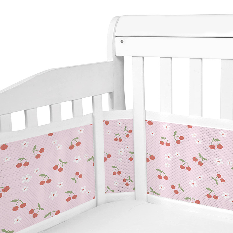 2 Pieces Set of Breathable Mesh Crib Liner for Baby Crib