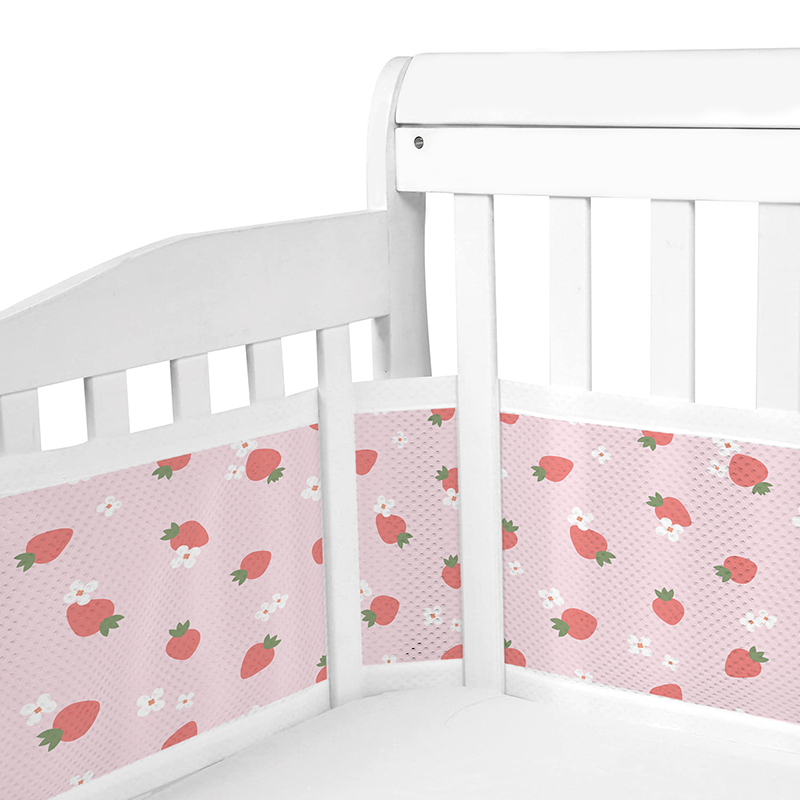 2 Pieces Set of Breathable Mesh Crib Liner for Baby Crib