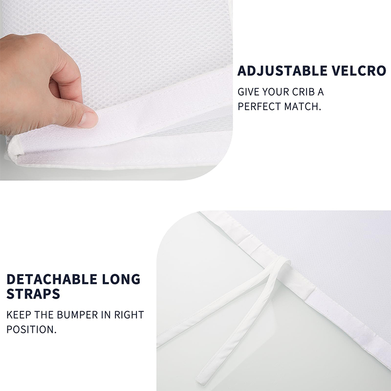 2 Pieces Set of Breathable Mesh Crib Liner for Baby Crib