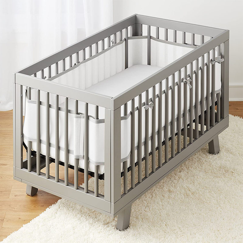 2 Pieces Set of Breathable Mesh Crib Liner for Baby Crib