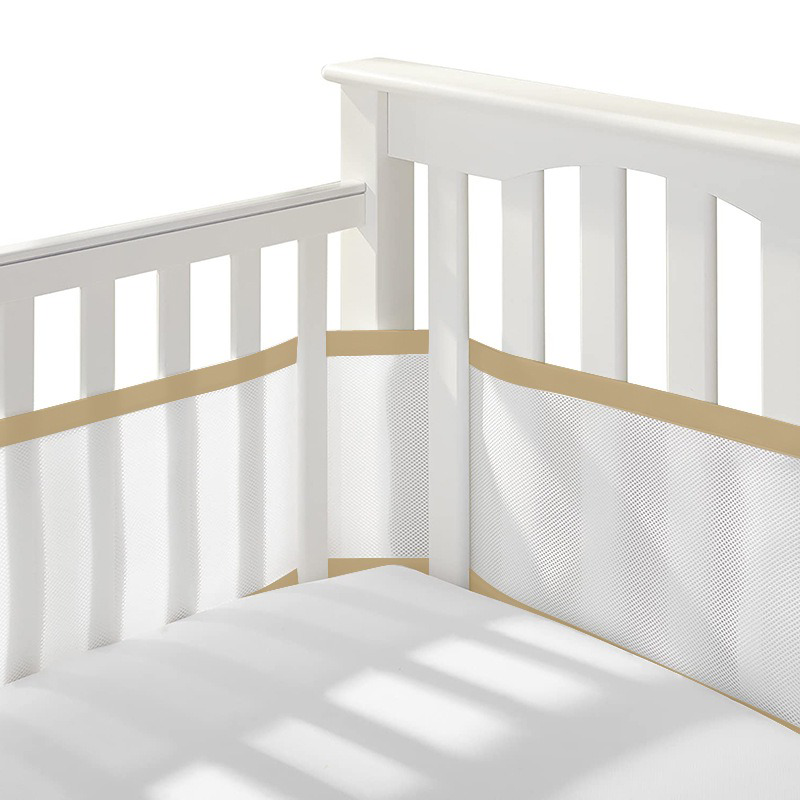 2 Pieces Set of Breathable Mesh Crib Liner for Baby Crib