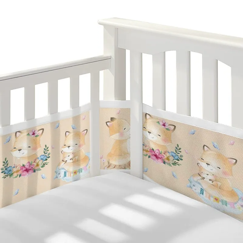 2 Pieces Set of Breathable Mesh Crib Liner for Baby Crib