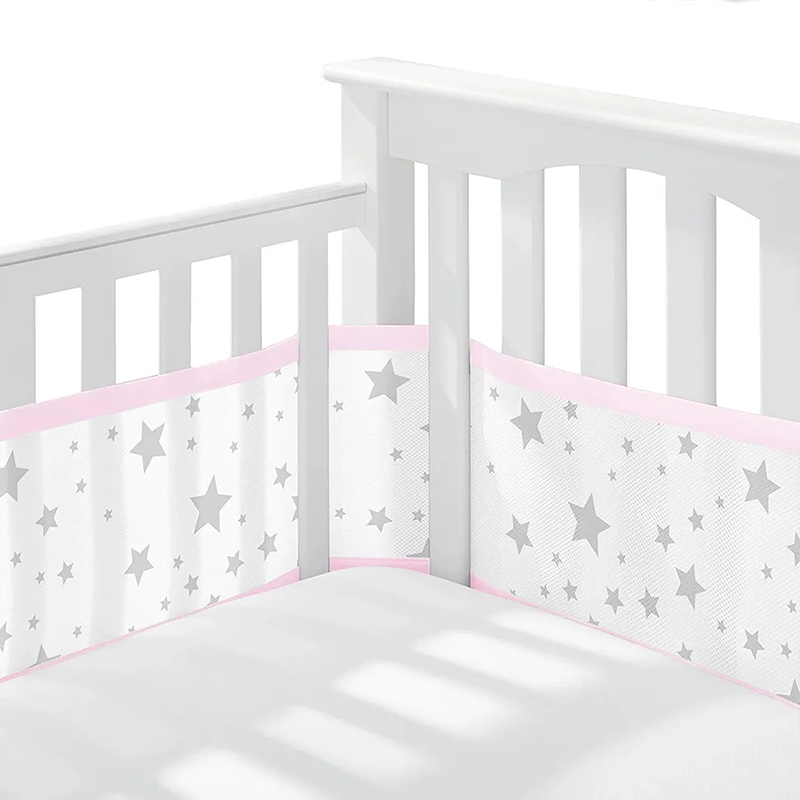 2 Pieces Set of Breathable Mesh Crib Liner for Baby Crib