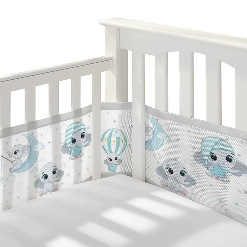 2 Pieces Set of Breathable Mesh Crib Liner for Baby Crib