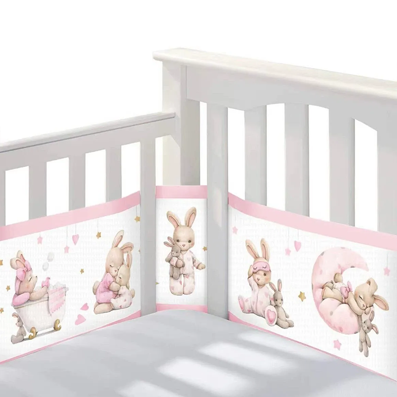 2 Pieces Set of Breathable Mesh Crib Liner for Baby Crib