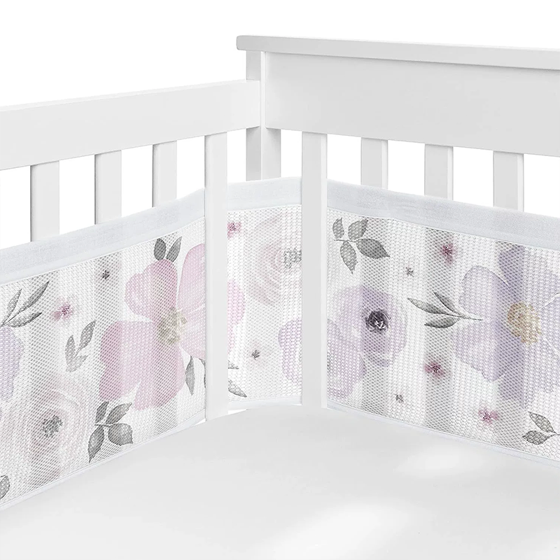 2 Pieces Set of Breathable Mesh Crib Liner for Baby Crib