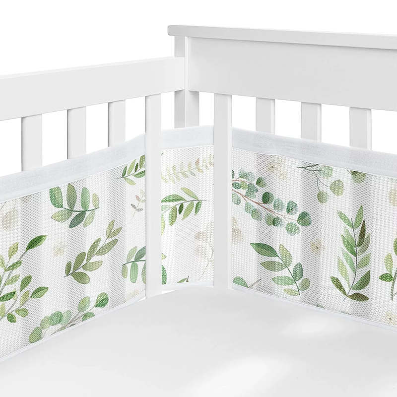 2 Pieces Set of Breathable Mesh Crib Liner for Baby Crib