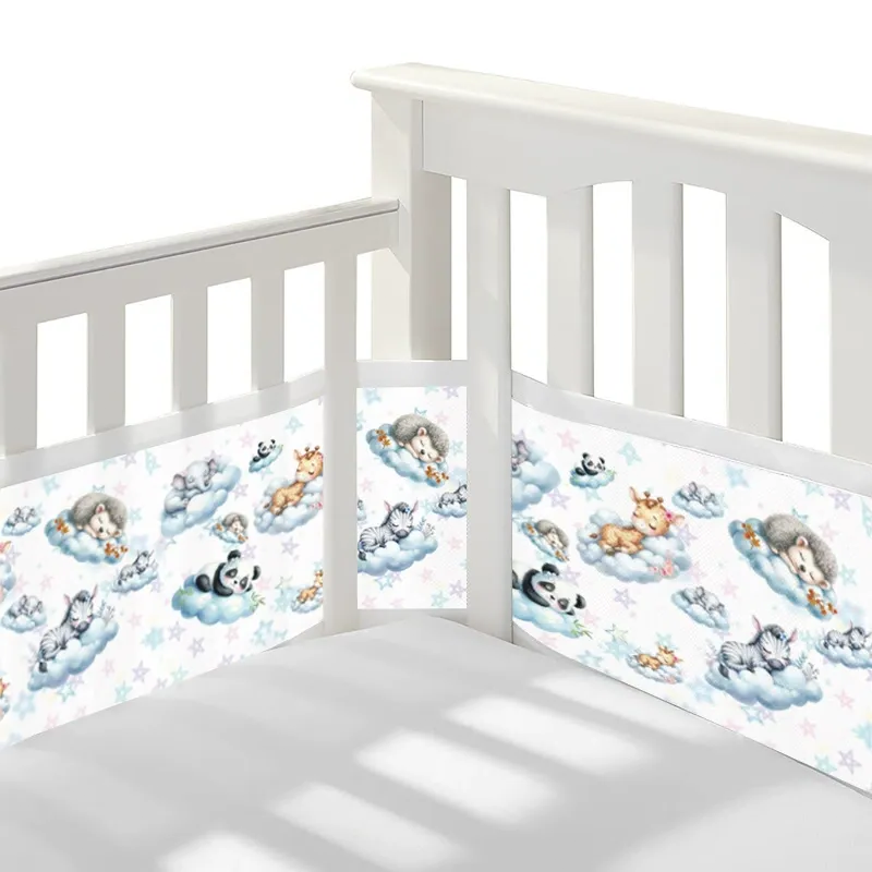 2 Pieces Set of Breathable Mesh Crib Liner for Baby Crib