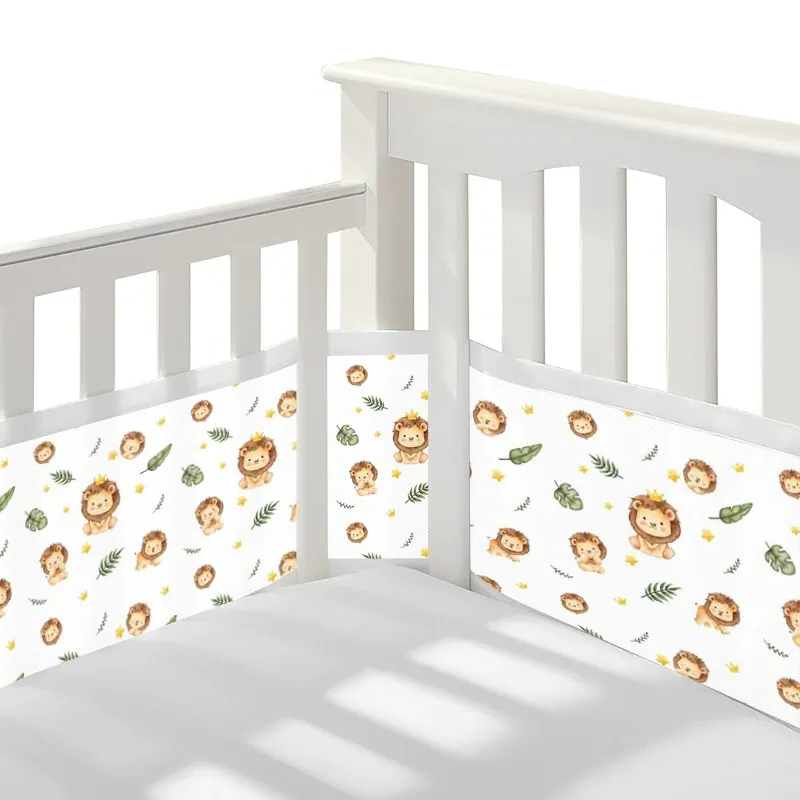 2 Pieces Set of Breathable Mesh Crib Liner for Baby Crib