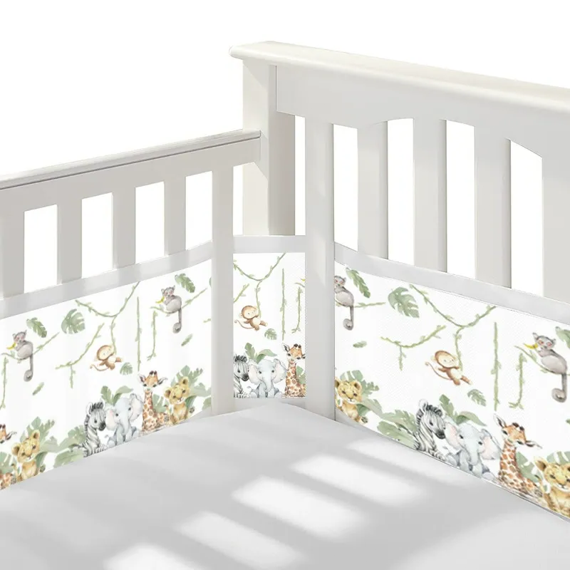 2 Pieces Set of Breathable Mesh Crib Liner for Baby Crib