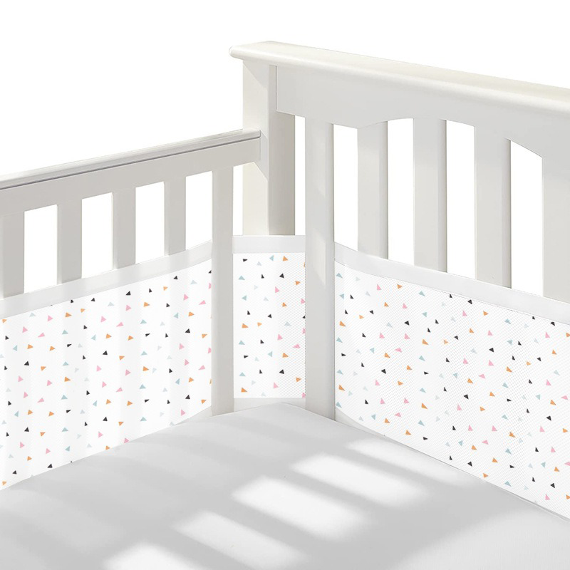 2 Pieces Set of Breathable Mesh Crib Liner for Baby Crib