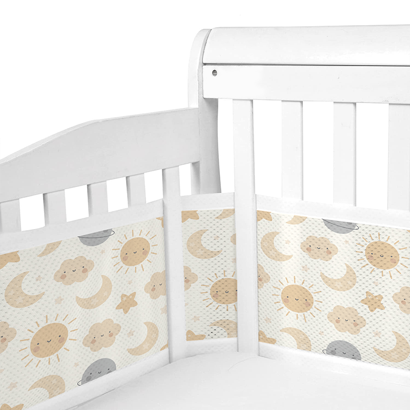 2 Pieces Set of Breathable Mesh Crib Liner for Baby Crib