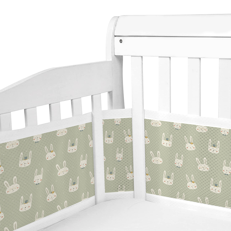 2 Pieces Set of Breathable Mesh Crib Liner for Baby Crib