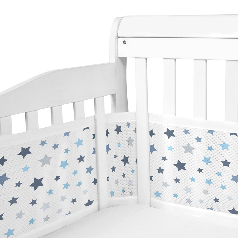 2 Pieces Set of Breathable Mesh Crib Liner for Baby Crib