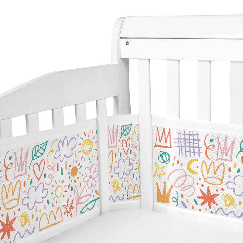 2 Pieces Set of Breathable Mesh Crib Liner for Baby Crib