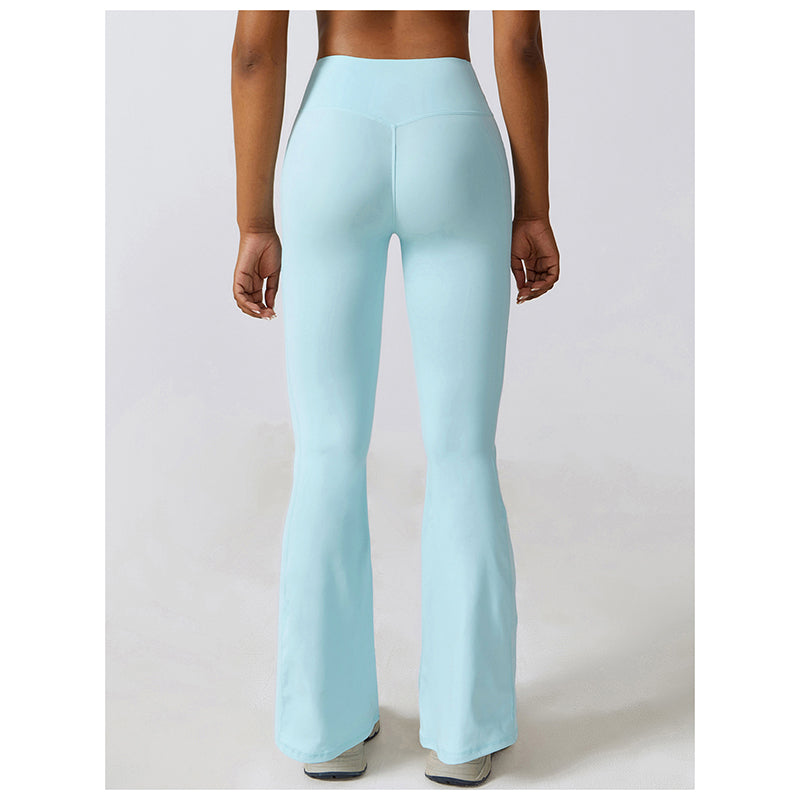 Casual Front V Deep High Waist Wide Legged Butt Lifting Yoga Flared Pants for Dance, Sports