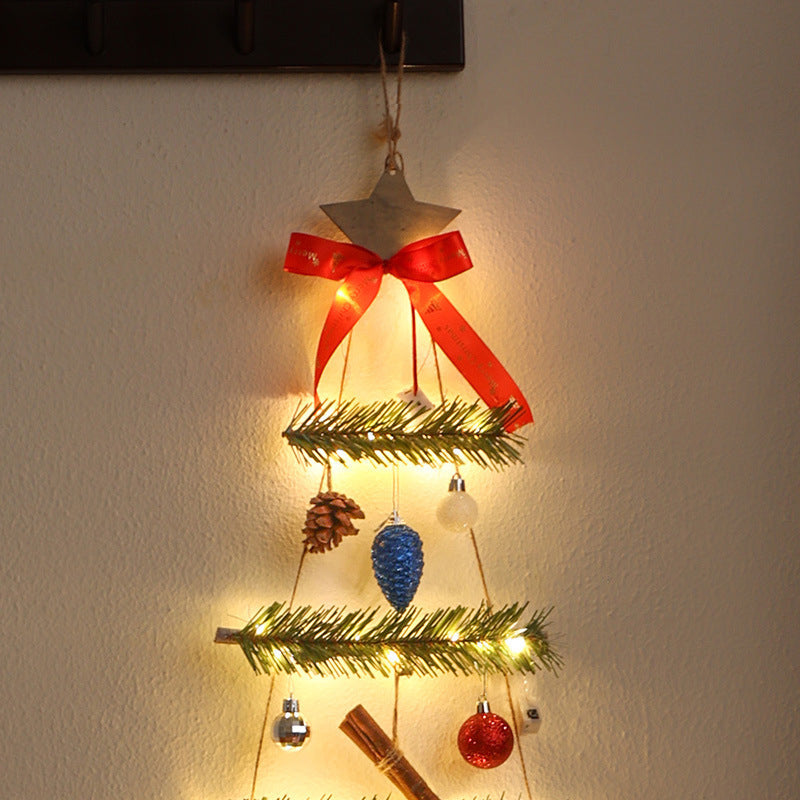 Christmas Tree Wooden Wall Hanging with Lights