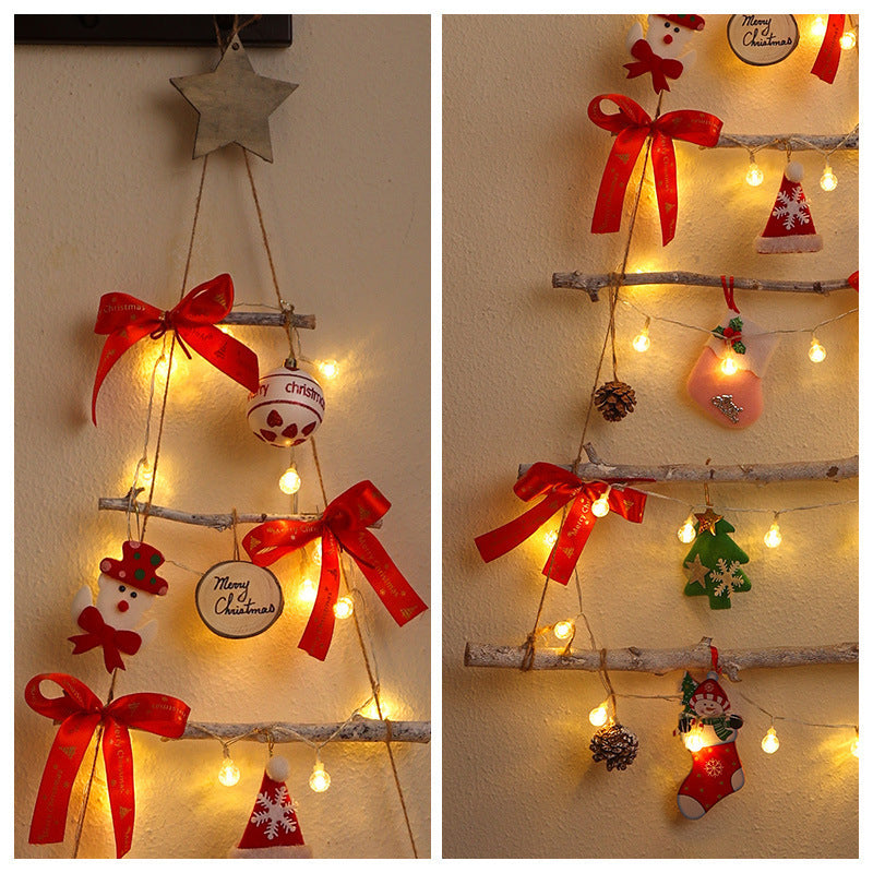 Christmas Tree Wooden Wall Hanging with Lights