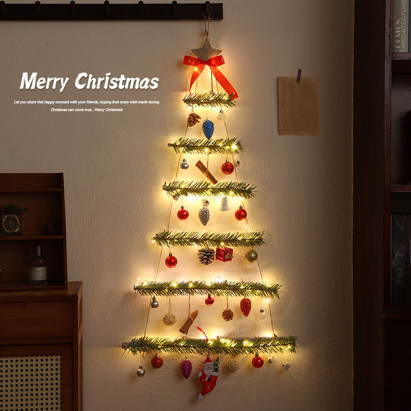 Christmas Tree Wooden Wall Hanging with Lights