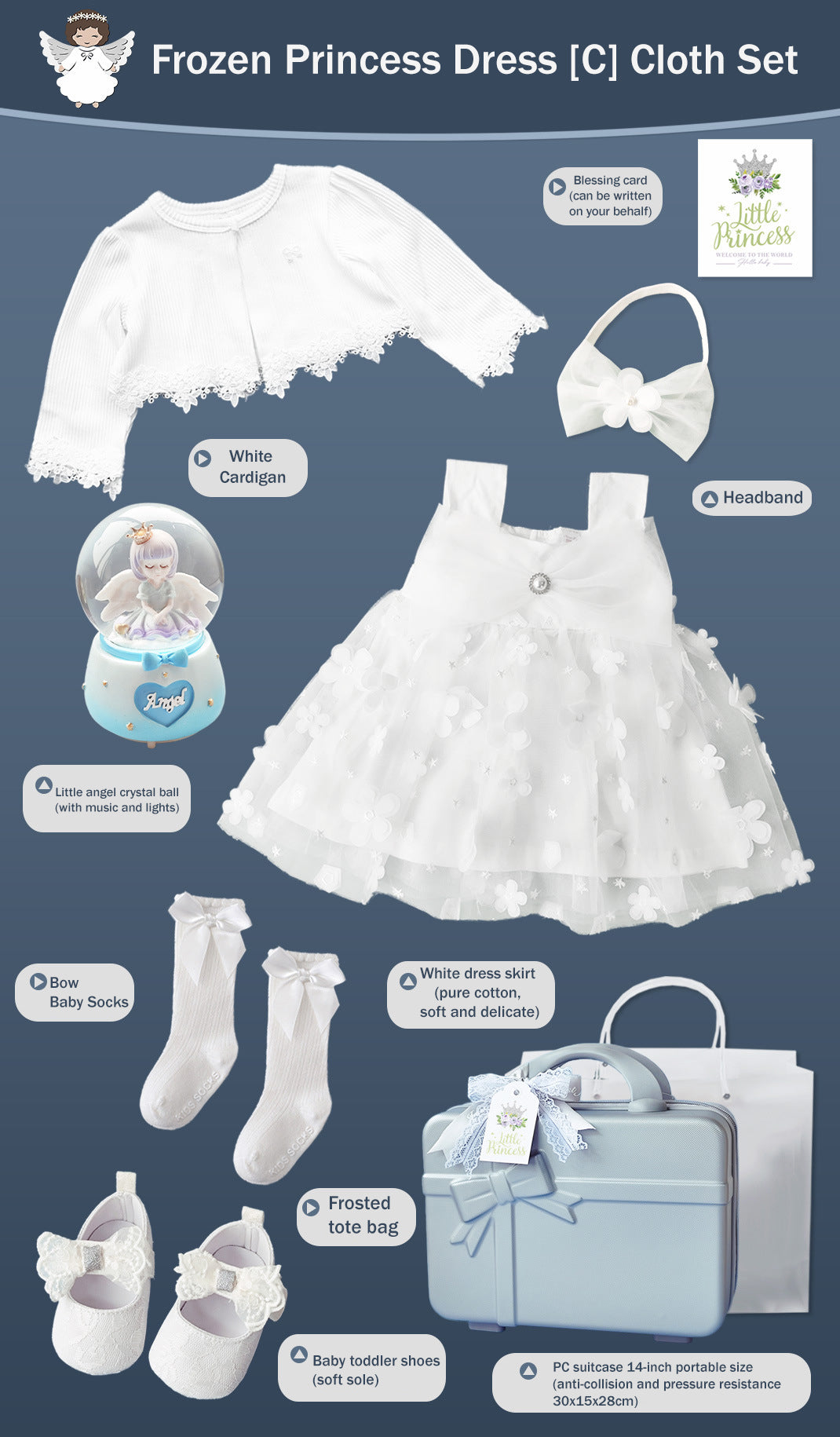 Robe de princesse congelée, coffret cadeau pour nouveau-né, ensemble de vêtements pour bébé de 0 à 18 mois