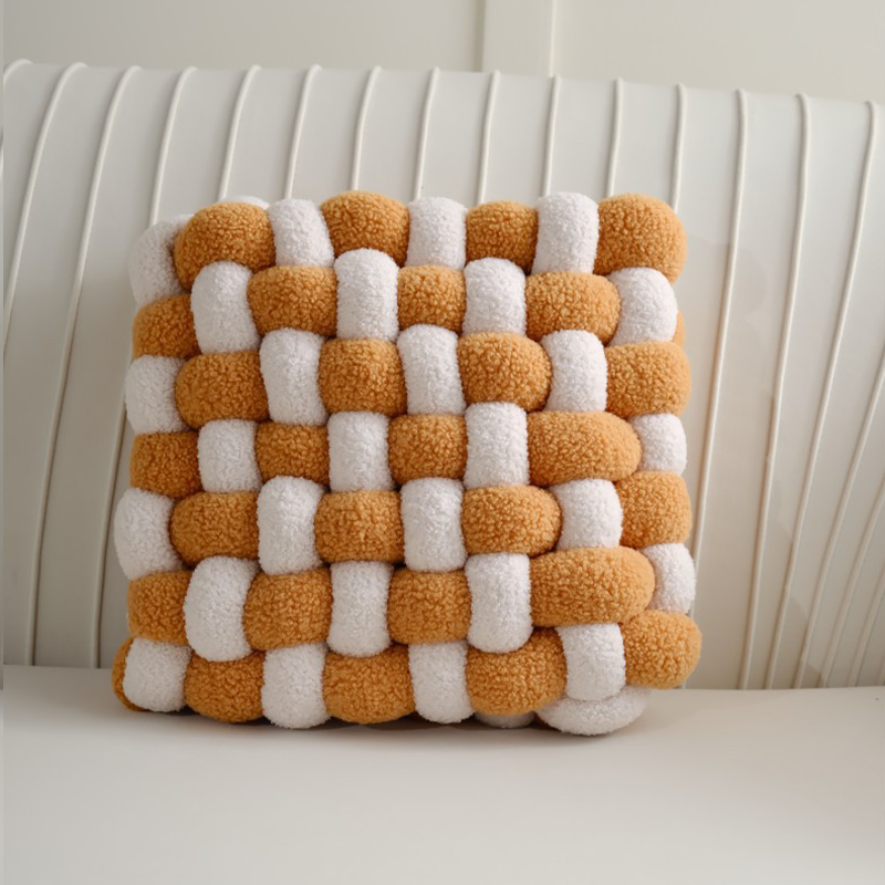 Nordic Handmade 2-Colors Matching Knot Weaving Style Cushion