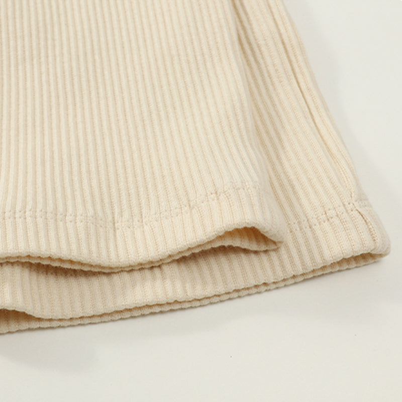 Cardigan nordique à manches longues et pantalon droit pour bébé et enfant, costumes 2 pièces de couleur unie