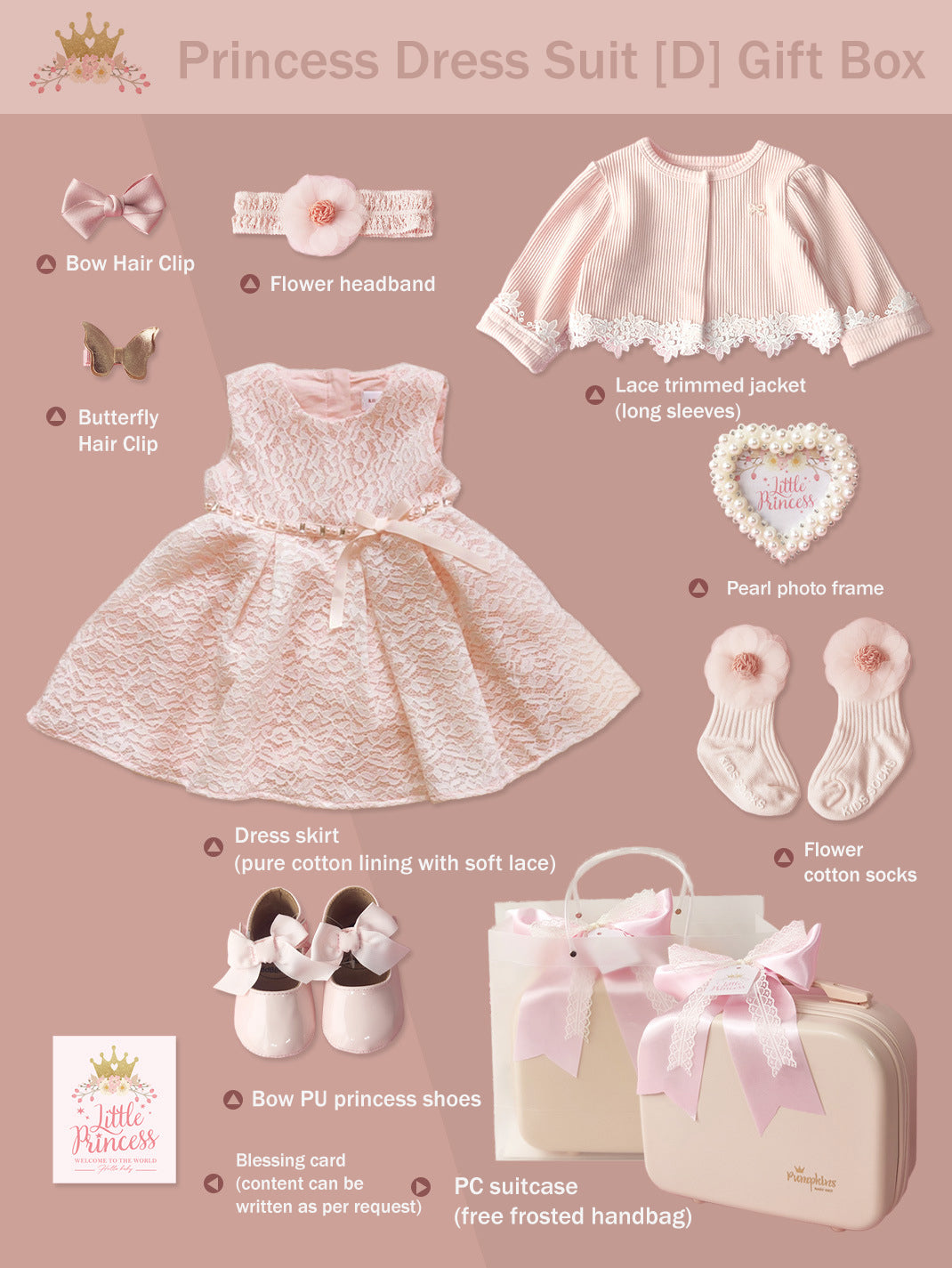 Robe de princesse, coffret cadeau pour nouveau-né, ensemble de vêtements pour bébé de 0 à 18 mois