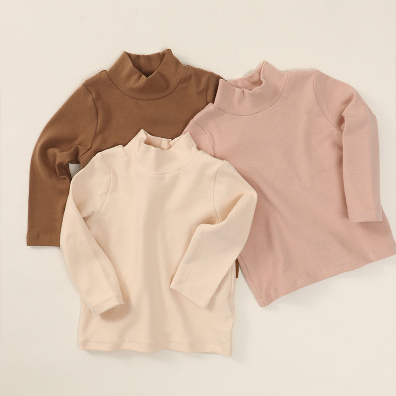 Baby and Child Solid Color High Collar Warm Base Long Sleeves