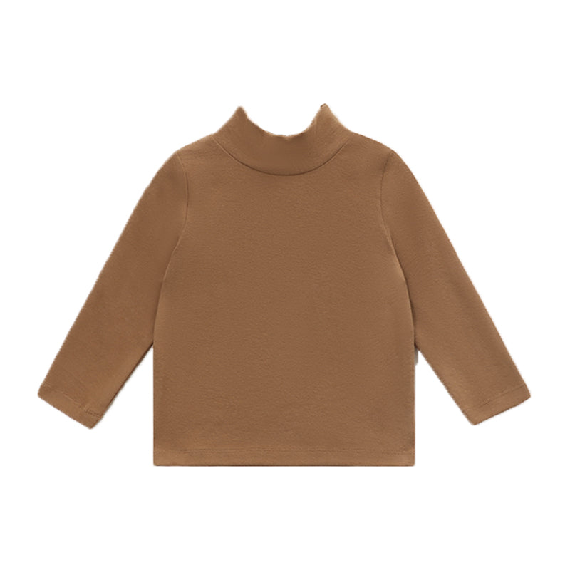 Baby and Child Solid Color High Collar Warm Base Long Sleeves