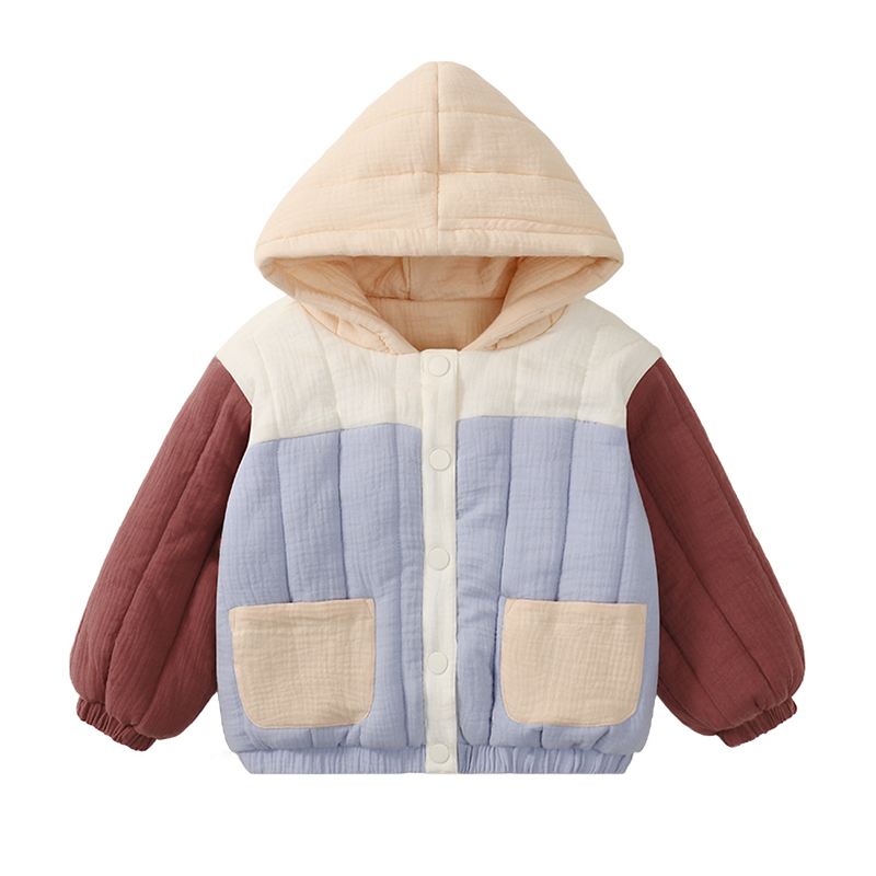 Thickened Quilted Jacket with Gauze Large Pockets Tapered Pants