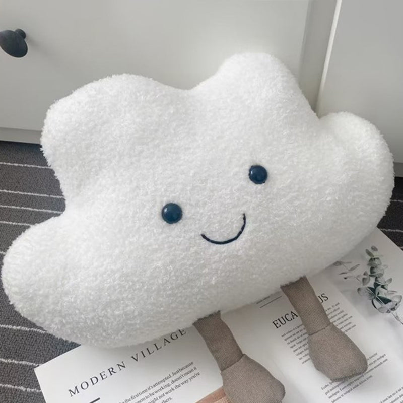 Coussin d'oreiller mignon nuage blanc et gris pour chevet, berceau de bébé, décoration de chambre à coucher