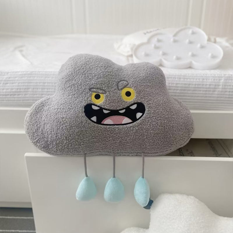 Coussin d'oreiller mignon nuage blanc et gris pour chevet, berceau de bébé, décoration de chambre à coucher