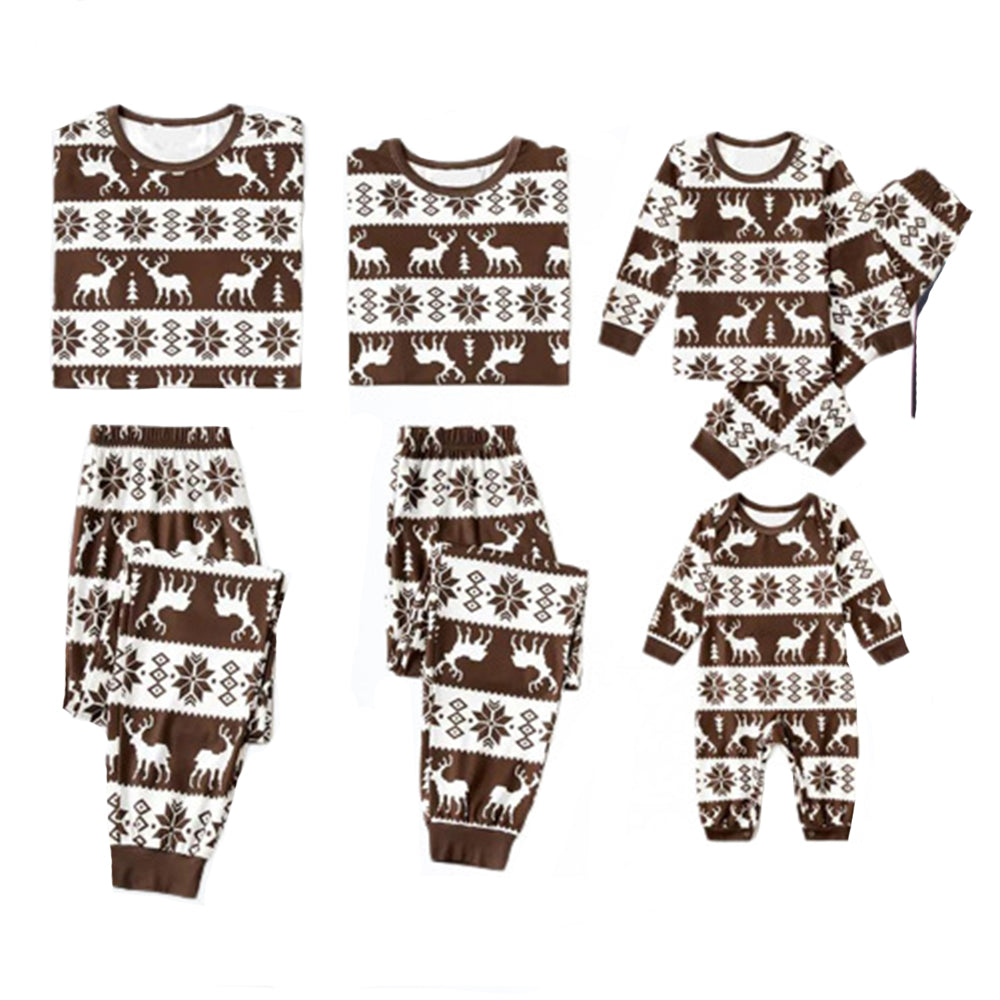 Christmas Family Elk Brown Pajamas Sets