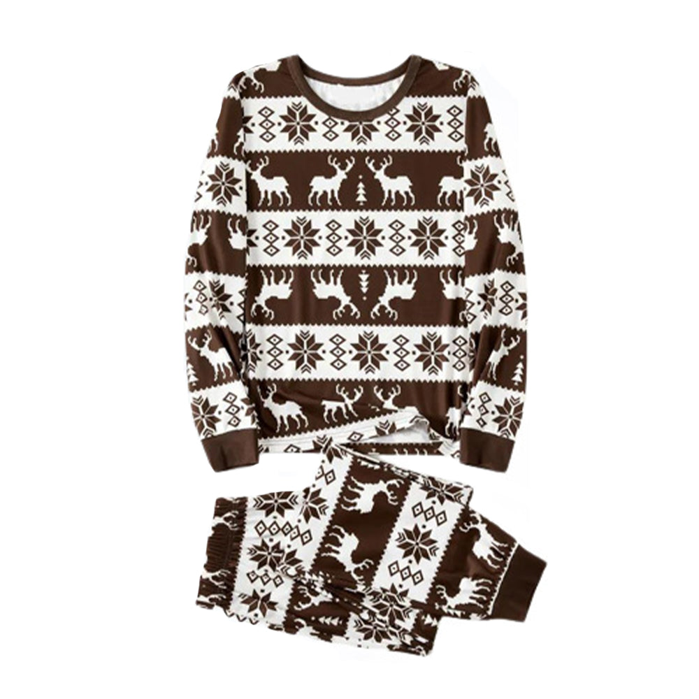 Christmas Family Elk Brown Pajamas Sets