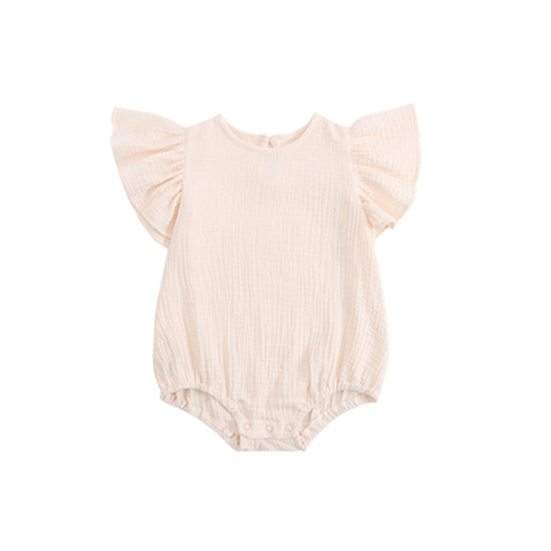 Cotton Gauze Ruffle Sleeve Romper