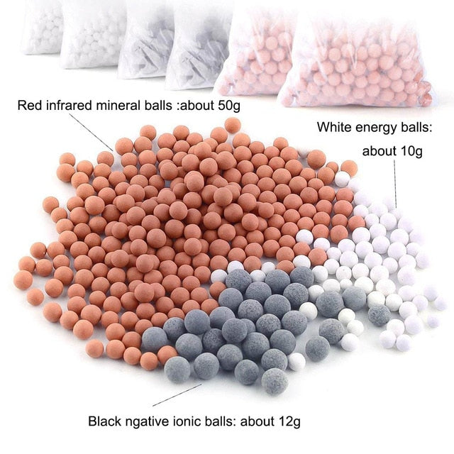LED Shower Head With Bio-Active Stones