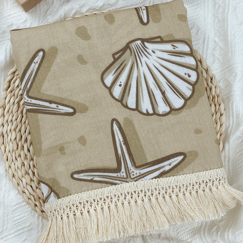 Organic Gauze Muslin Rainbow Print with Fringe Blanket