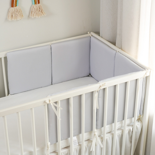 11.8 Inches 3D Cotton Fulfill 60-count Silk Satin Luxury Soft 3cm Thick with Ties For Crib - Grey