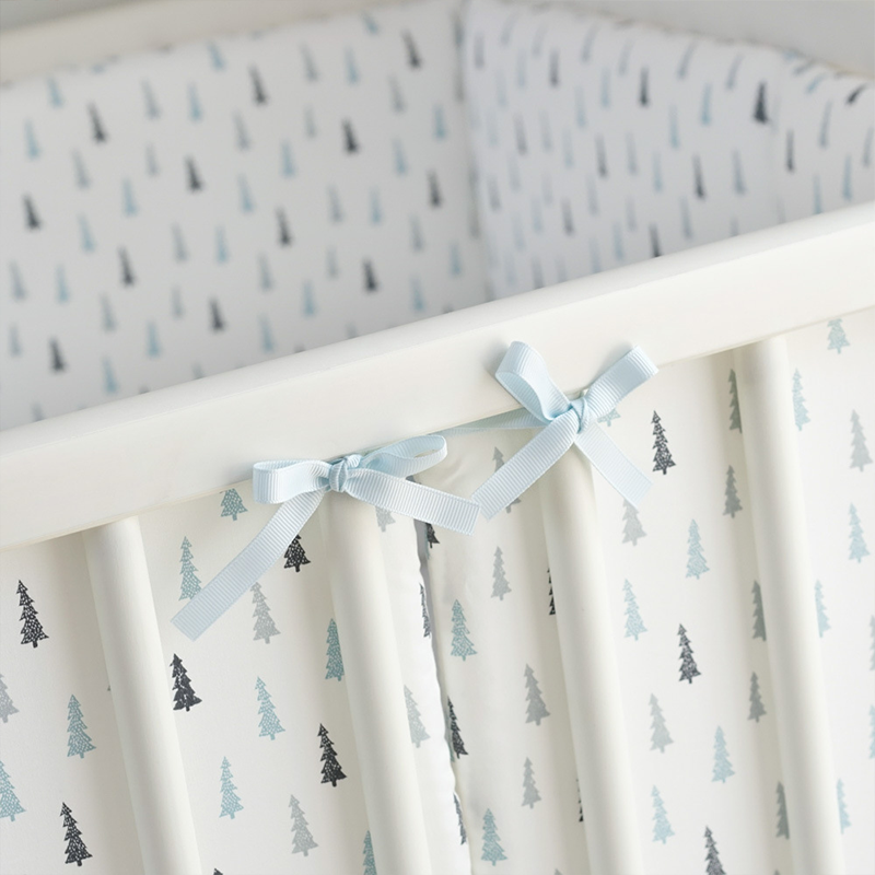 11.8 Inches 3D Cotton Fulfill 60-count Silk Satin Luxury Soft 3cm Thick with Ties For Crib - Pine Tree