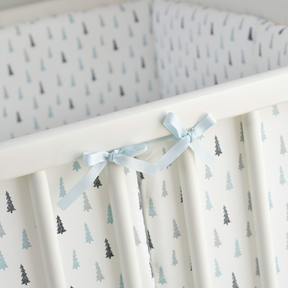 11.8 Inches 3D Cotton Fulfill 60-count Silk Satin Luxury Soft 3cm Thick with Ties For Crib - Pine Tree